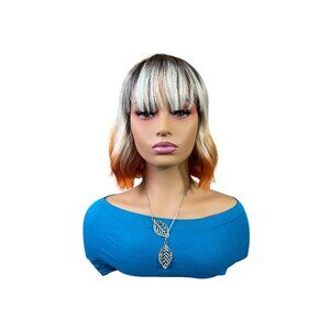 NWT LGA Wig - dark root blonde and orange synthetic wig with bangs